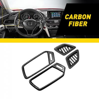 Fit Honda Accord 2018- Front Air Vent Frame Panel Carbon Fiber Inner Trim 4X