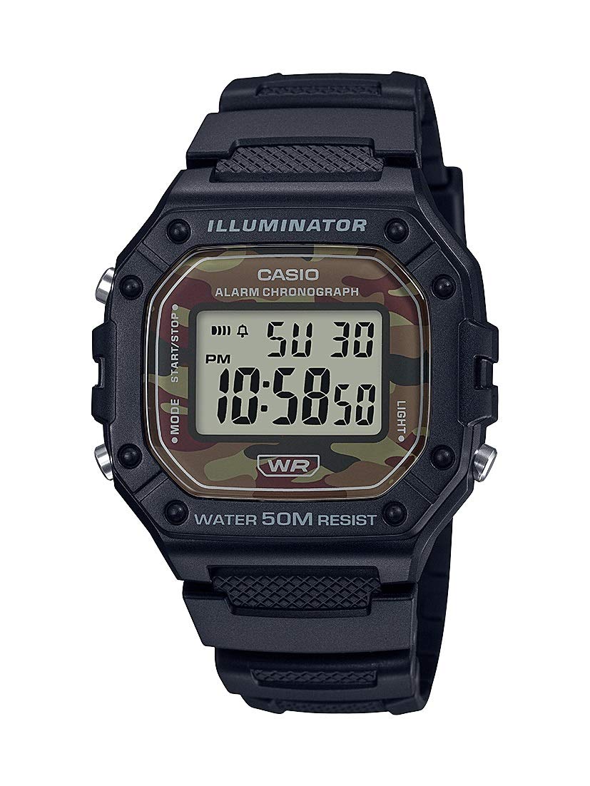 Casio Classic Camouflage Quartz Watch W-218H-5BVCF Resin Strap Black 21.1