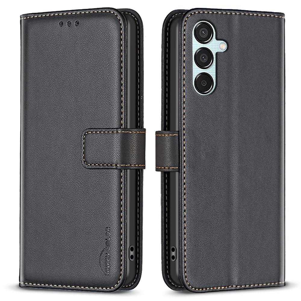 

BINFEN COLOR BF17 For Samsung Galaxy M15 5G Case Magnetic Closing Drop-proof Phone Wallet Cover Black