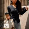 French Style Slim Fit Pullovers Knit Tops Solid Color V-neck Sweaters Autumn And Winter  Long Sleeve Women Clothes 29763