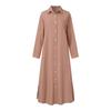Plus Size Women's Cotton Linen Long Sleeve Dresses - Casual Japanese Korean Style
