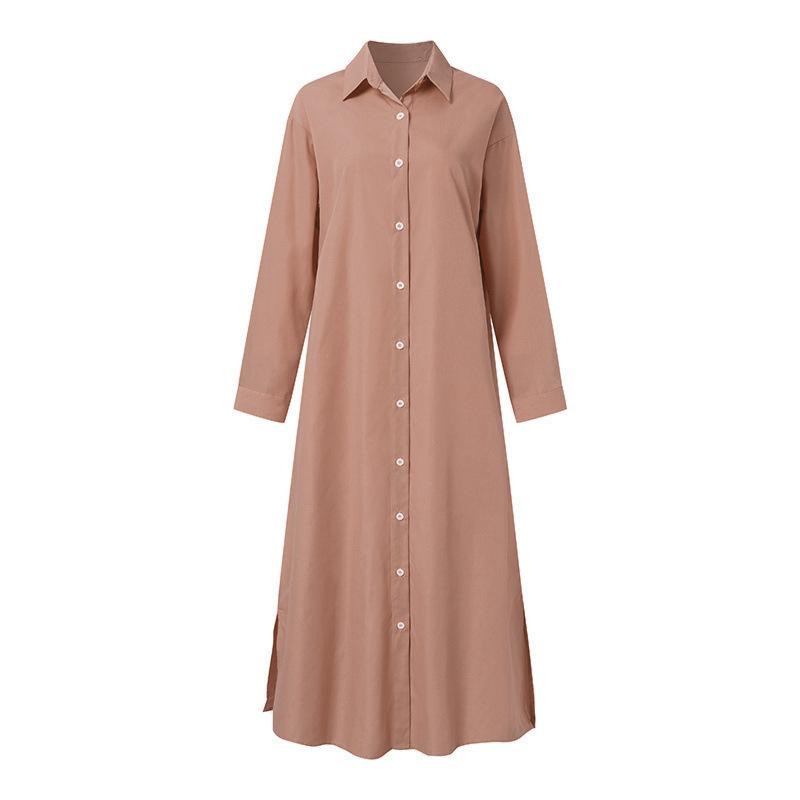 Plus Size Women's Cotton Linen Long Sleeve Dresses - Casual Japanese Korean Style