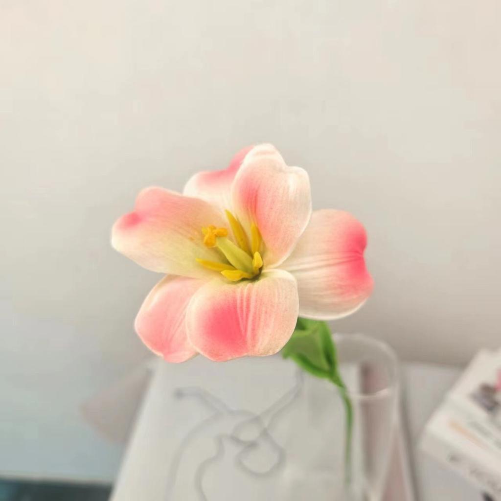 1pcs Mini White Tulip Artificial Flowers, Wedding Home Decor, Realistic Fake Tulips Gifts Birthday Graduation