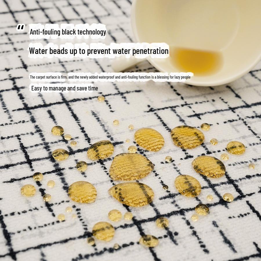 Neuer 2024 Schwarz-Weiß Wasserdichter Schlingen-Velourteppich - Stilvolles, von Düften inspiriertes Design für Wohnzimmer oder Schlafzimmer