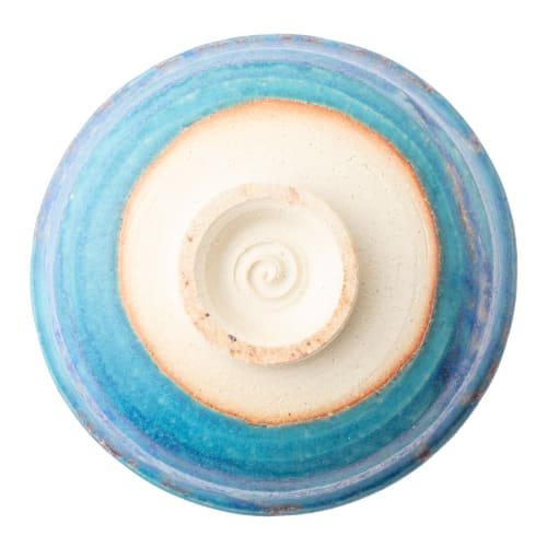 Marui Seito Shigaraki Ware Hechimon Matcha Tea Bowl, Diameter 14cm, Dew Grass Blue, MR-3-4121