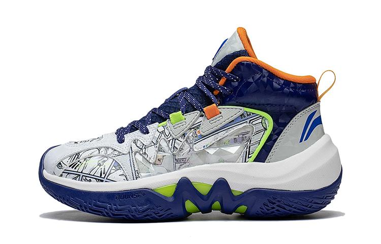 Li Ning YOUNG Удобные Нескользящие Амортизирующие Износостойкие Высокие Детские Баскетбольные Кроссовки Темно-синие YKBS086-7 40