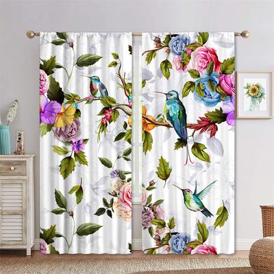 Vintage Flowers Bird Animal Green Leaf Thin Window Curtains For Kids Bedroom Living Room Bathroom Hall Kitchen Door Home Decor