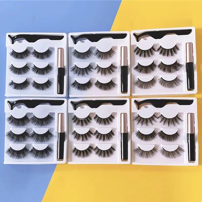 Magnetic Eyelashes 3D Mink Eyelashes Makeup Magnetic Lashes Eyeliner Tweezers Set Natural False Lashes Short Faux Cils