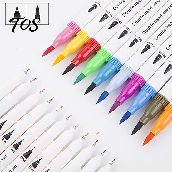 Double-ended Markers Drawing Set, with Brush And Fine Point Tips, Washable Art Supplies for School Water-soluble Ink Supplies, Hand-Drawn Creation