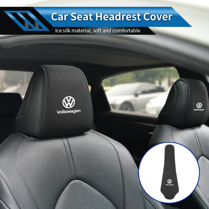 Hub Caps Car Seat Headrest Protector Cover Ice Silk Neck Pillowcase Accessories For Volkswagen VW Scirocco Jetta Beetle Golf Pas
