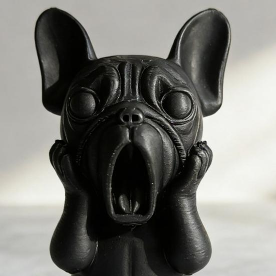 3D Printed French Bulldog Figurine Screaming Dog Decorative Sculpture Puppy Statue for Car
