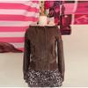 Fur Collar Decorative Hooded Jacket Zipper Snap Button Cotton Jacket Brown Ladies Coat Autumn and Winter New Style Warm Jacket