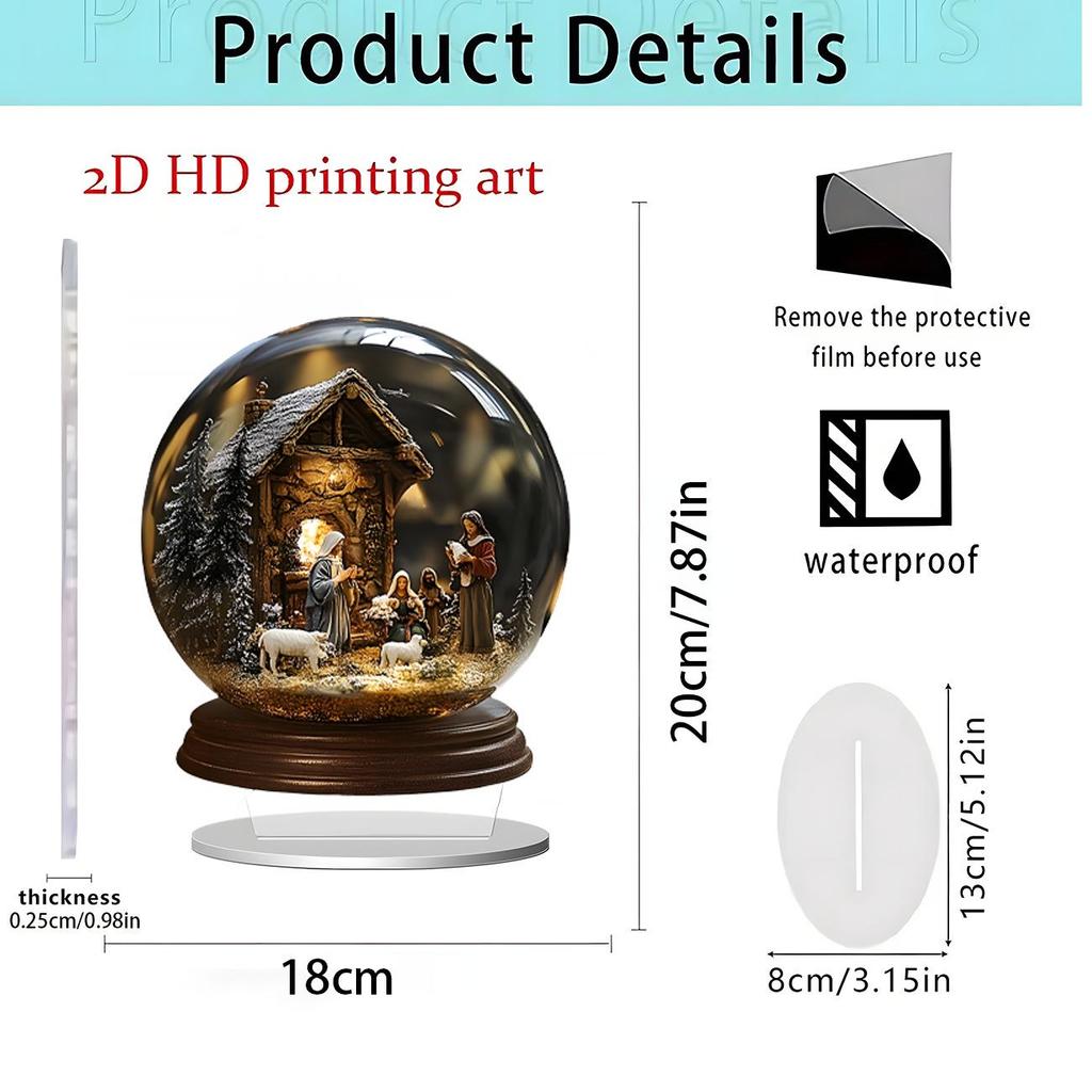 Christmas Santa Claus Snow Scene 2D Acrylic Ornament for Home Décor