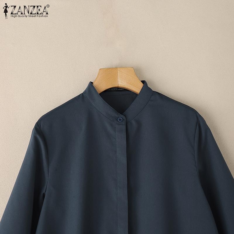 ZANZEA Női alkalmi álló galléros 3/4 ujjú bő csipke patchwork blúz