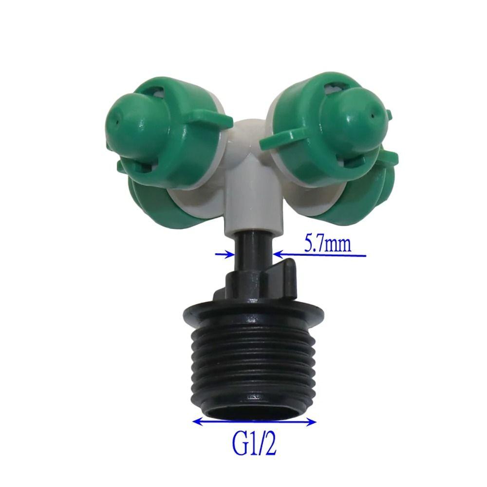 5Pcs Water Fog Cross Atomizing Nozzle 1/2" G1/2 with Male Threaded Connector Greenhouse Sprinkler Connector 4 Ports