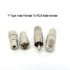 10pcs F Type male Female To RCA Male female jack plug Connector Silver RF Adapter Coax Coaxial Converter metal