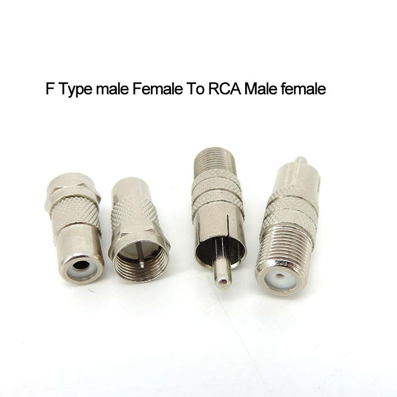 10pcs F Type male Female To RCA Male female jack plug Connector Silver RF Adapter Coax Coaxial Converter metal