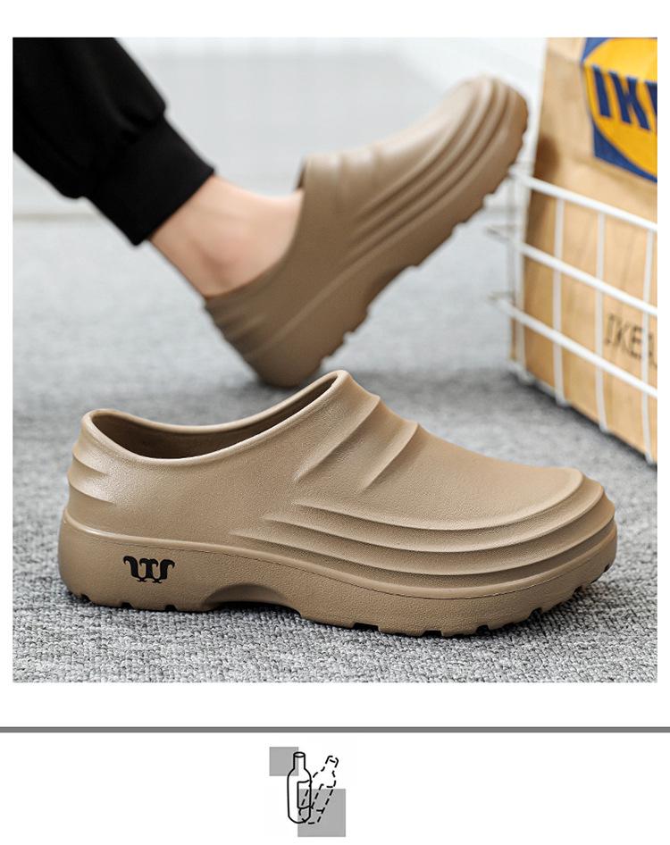 Men's Waterproof Non-Slip Black Leather Chef Shoes - Oil-Proof, Wear-Resistant, Soft Sole Slip-On for Kitchen Work