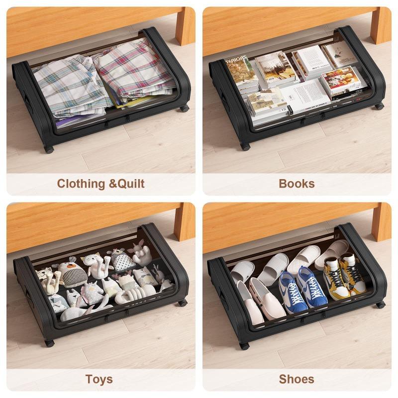 Dust-proof Storage Box with Wheels Under-bed Rack Simple Clothes and Shoes Sundries Storage Box