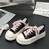 6 Blue and White Porcelain Summer Breathable Low-top Canvas Shoes, New Female Students Thick-soled Breathable Casual Board Shoes