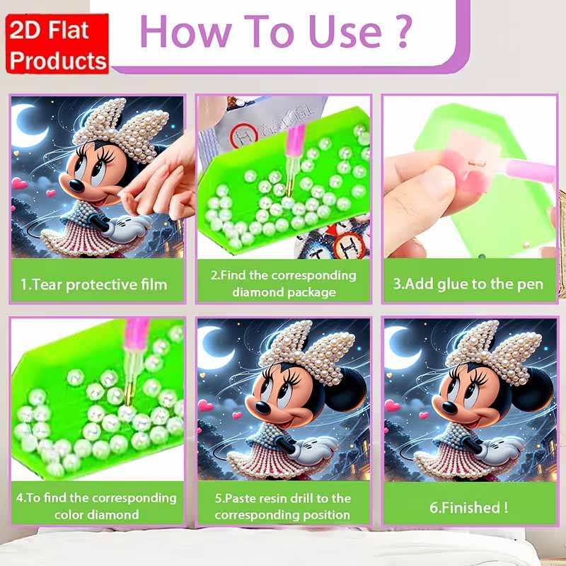 Disney Pearl Painting Set Minnie Mouse with Pearls Exquisite and Sparkling Artwork Perfect for Home Wall Decoration and Handmade Gifts