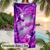 Gnome Theme Beach Towel Personalized Custom Name & Text Soft Quick Dry Beach Towel for Swimming Travel