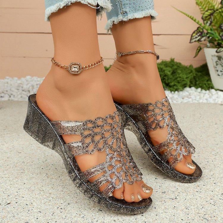Platform Heel Women s Shoes - New Style Transparent Anti-slip Flip-flops 37