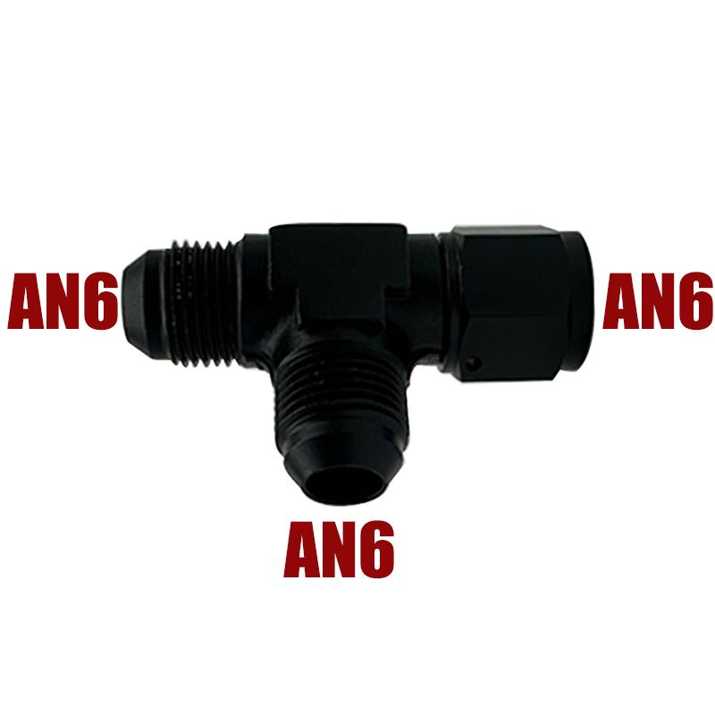 4AN 6AN 8AN 10AN 12AN Hose Tee Connector Fitting Male To Male Female Tee On Side Thread Fitting Adapter Junction Coupler Black