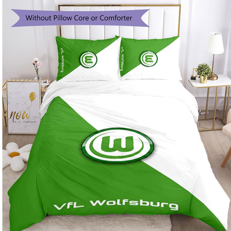 Juego de Ropa de Cama Estampado de 3 Piezas del VfL Wolfsburg FC Transpirable Funda Nórdica con Fundas de Almohada Ropa de Cama Decorativa para Dormitorio Hogar