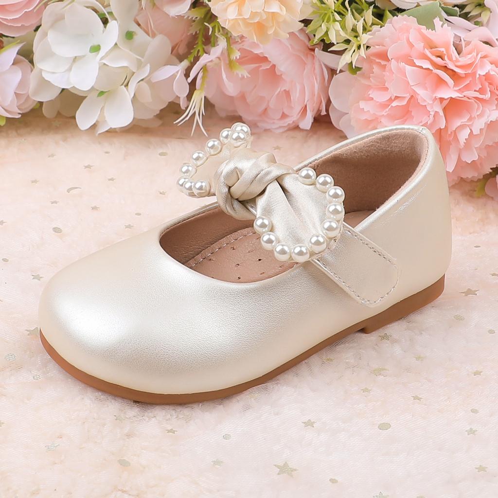 New Flats Customizable Arrival Girls Baby Princess DressShoes Outdoor for Holidays kids dance shoes cute pearl-bow casual shoes