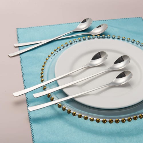 IMEEA Long Bar Spoons, 18-10 Stainless Steel Parfait Spoons, 23cm, Silver, 6-Piece Set, for Commercial Use