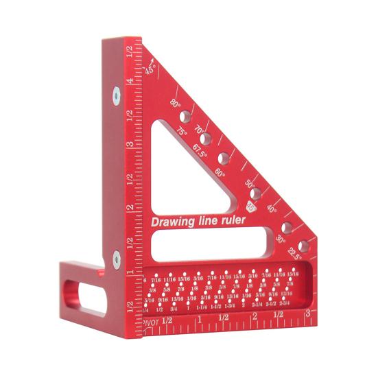 

3D Многоугольная измерительная линейка Высокоточная треугольная линейка из алюминиевого сплава с 6 отверстиями и позиционирующими штифтами красный