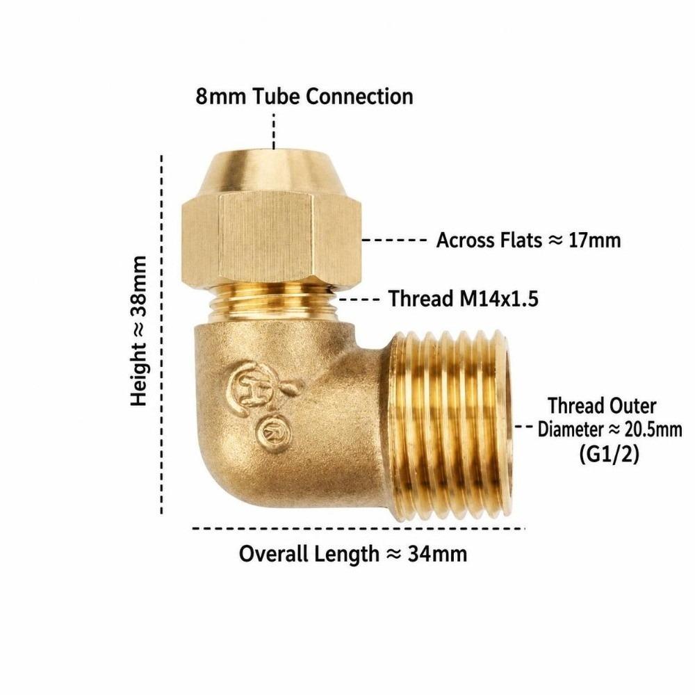 90 Degree Male Flare Fitting Male Thread Copper Tubing Easy Install Pipe Elbow  Hydraulic Line