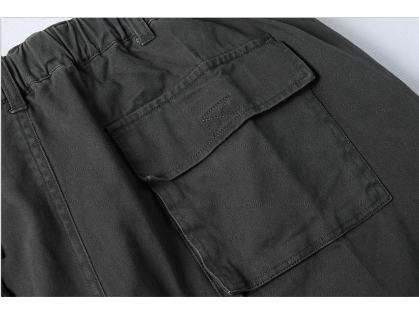 Herren Übergröße Elastischer Bund Weites Bein Mehrfach-Taschen Hose für Frühling und Herbst