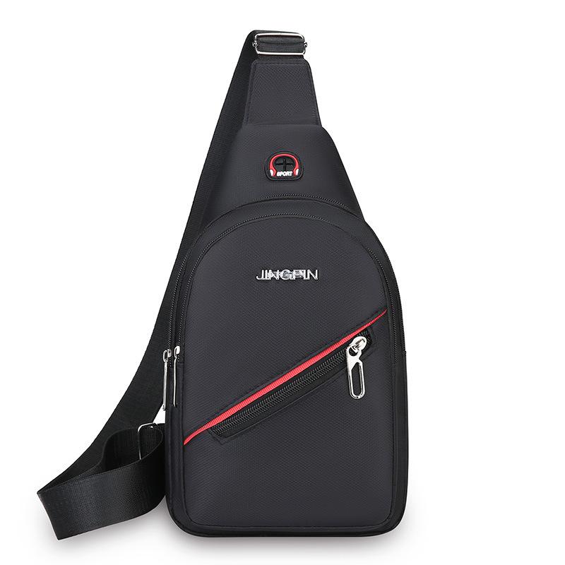 Korean Leisure Chest Bag Oxford Cloth Backpack Trend Men's Messenger Bag Zipper Bag Across Leisure Bag Black.