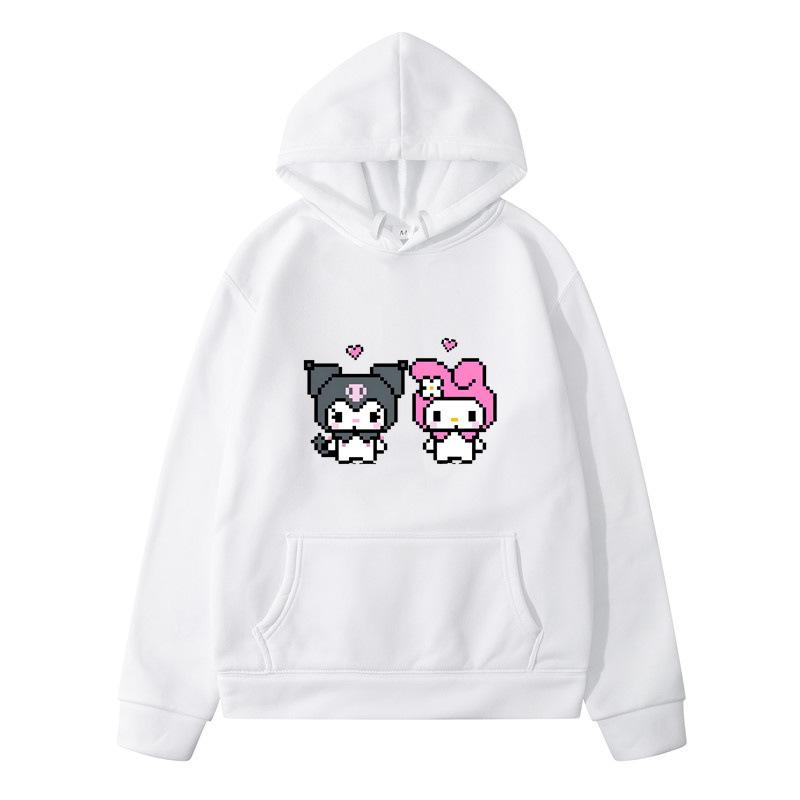 Pixel Art Hoodie – Unisex Yellow Pullover Sweatshirt, Cute Cartoon Characters & Heart Print, Casual Long Sleeve with Pocket