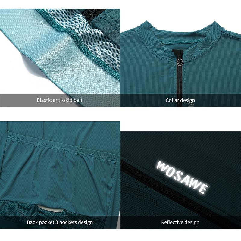 Wosawe Mens Jersey Road Bike Cycling Suits Breathable Tops Sportswear Shirts Summer Sets Breathable Sleeve Jersey Gel 3/4 Pants Reflective