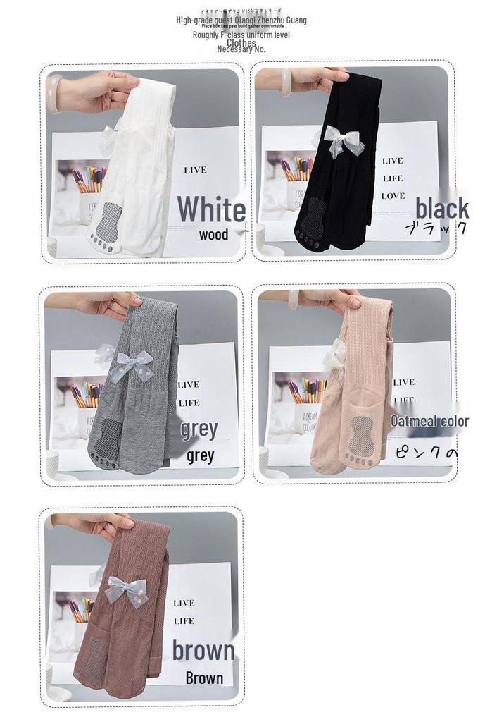Girls' Cotton Cable Knit Bow Tights - Autumn/Winter Footed Leggings
