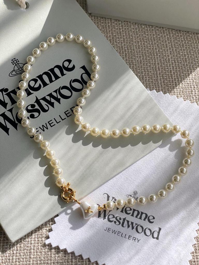 High-End Empress Dowager Heart Necklace and Saturn Bracelet Set