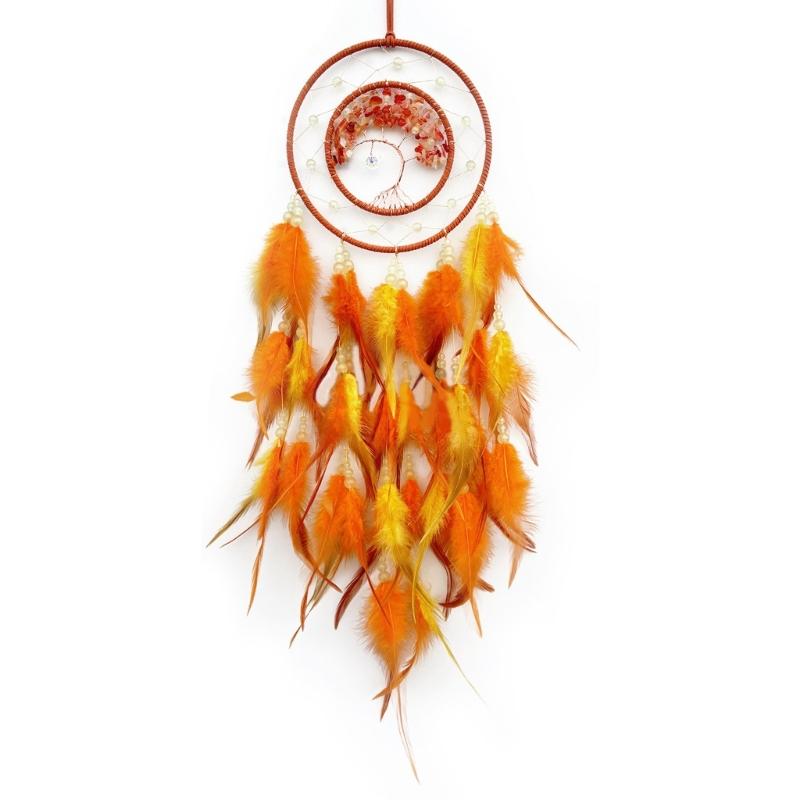 Bedroom Handmade Dreamcatchers Hanging Ornament with Feathered Tassels and Glowing In Dark Beads for Home Aesthetic
