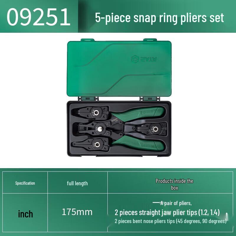 SATA 09251 5-Piece Multi-function Snap Ring Pliers Set