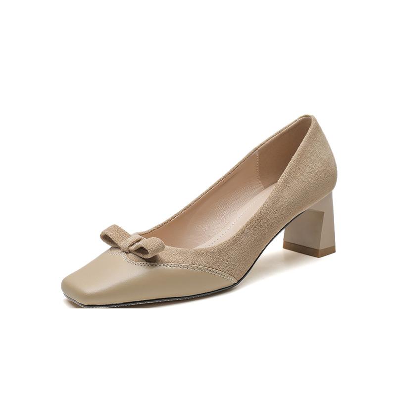 

2024 Женские туфли на высоком каблуке Красные свадебные туфли с бантом Женские туфли Модные вечерние сексуальные французские женские туфли с квадратным носком Zapatillas Mujer 34 абрикосовый