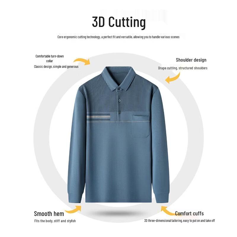 Tucano Men's Long-Sleeve Business Casual Polo T-Shirt
