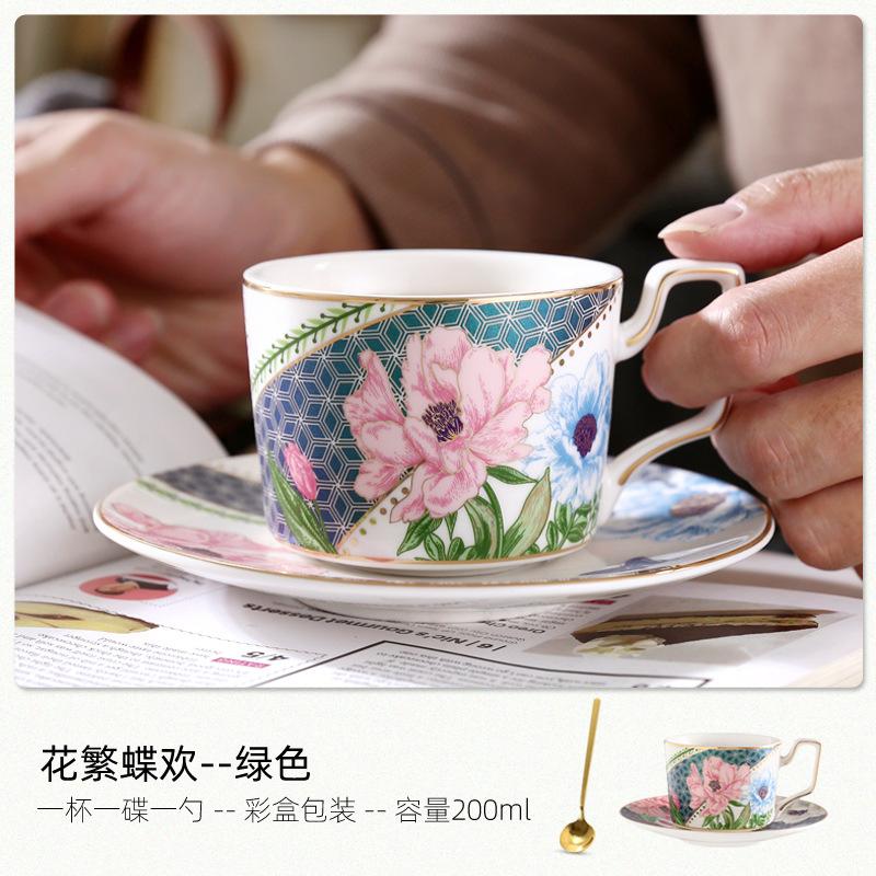 European Luxury Pastoral Ceramic Coffee Cup Set French Elegant Tea Cups Gold-plated Ceramic Latte Ceramic Flower Coffee Mug