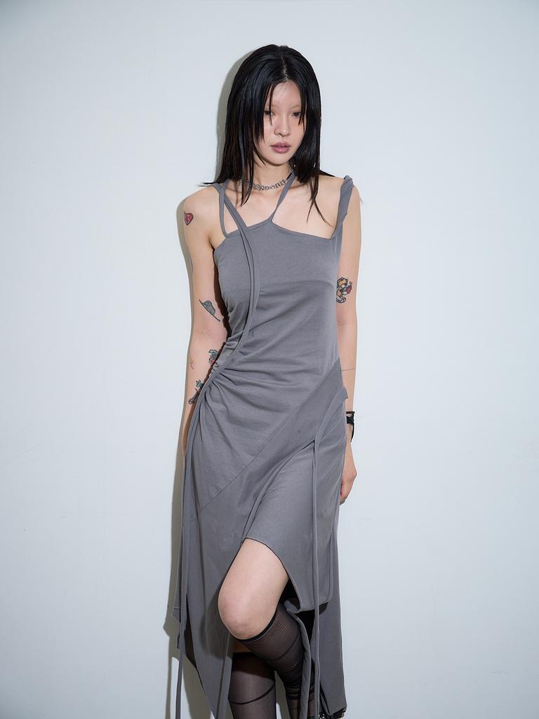 Nogtabeu Cutout Slip Dress Grey