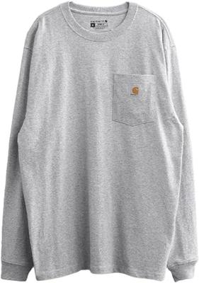 Carhartt K126 Vřesově šedé Pánské tričko s dlouhým rukávem volného střihu velikosti L, Kapsa, Střih, Pracovní oděv, [Použité]