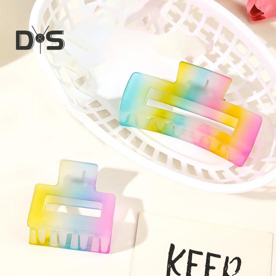 

Градиент ярких цветов, коготь для волос, прямоугольная заколка для волос с матовой текстурой, противоскользящий дизайн, прочная заколка для волос, большой коготь для душа для душа B