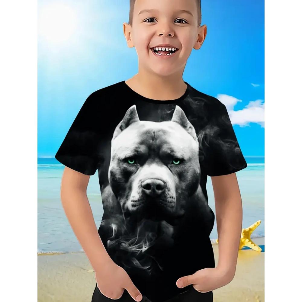 Nové retro psí 3D tištěné ležérní dětské oblečení top tričko módní dětské oblečení pro chlapce