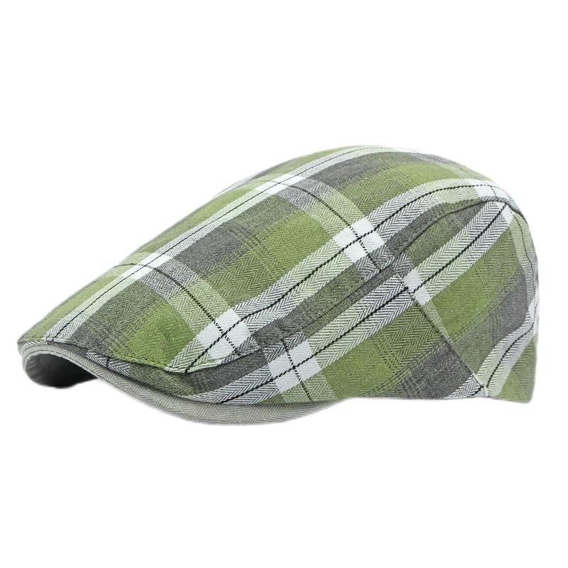 Frühling Sommer Dopamin Karomuster Baskenmütze Entenschnabel Vorwärtskappe Britischer Stil Schirmmütze Sommerhüte für Damen Herren Sonnenhüte Papa Hut Geschenk