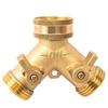 Garden Hose Splitter Heavy Duty 2 Way, 3/4 Inch Solid Brass Water Hose Y Splitter 2 Valves, Outdoor Faucet Splitter